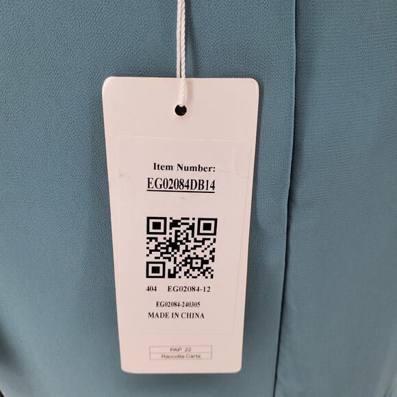 Ever-Pretty Womens Size 14 Blue V Neck Flutter Sleeve Pleated Hi-Lo Dress New - Picture 7 of 9